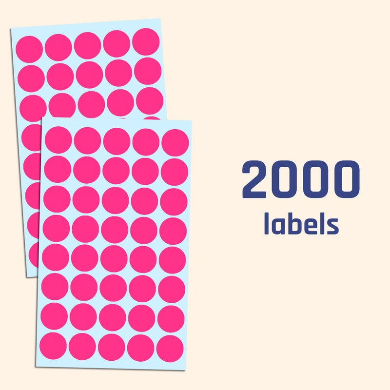 TownStix 2000 Pack, 3/4" Round Dot Stickers Circle Labels - Pink - Image 4